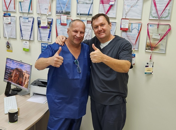 Phlebologist surgeon Evgeny Arkadyevich Ilyukhin from St. Petersburg with A. Yu. Semenov during a friendly visit